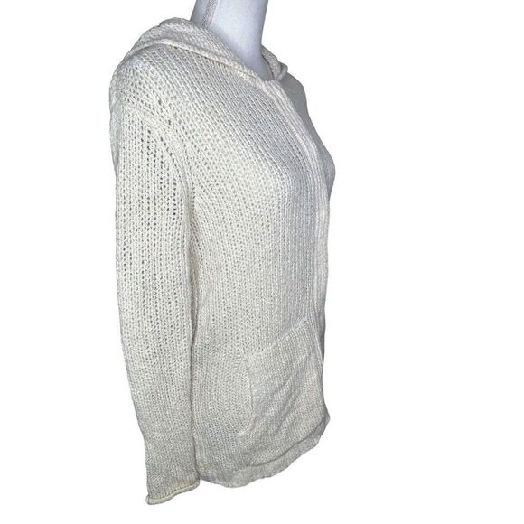 ATM Anthony Thomas Melillo Sweater Jacket Women’s Small Cream Open Knit Hooded - Picture 3 of 6